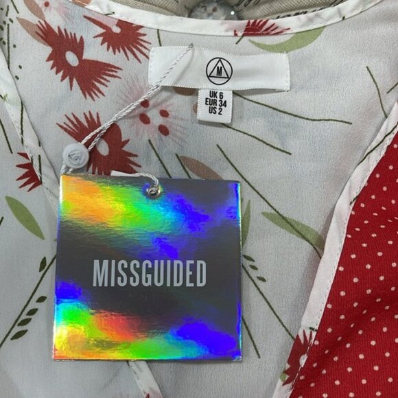 MISSGUIDED Floral Polka Dot Wrap A-Line Dress - Picture 6 of 16